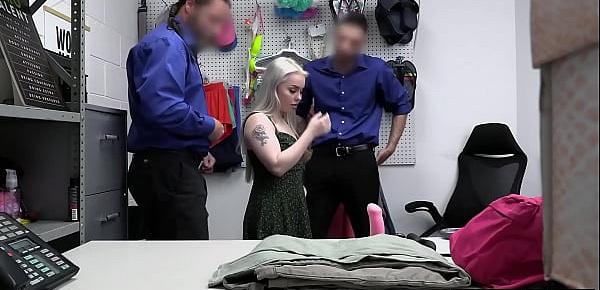trendsBlonde teen shoplifter Haley Spades learning the rules on two big dicks